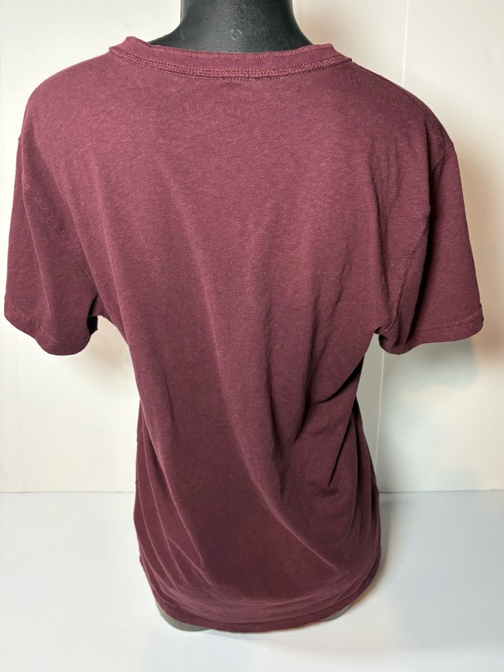 Abercrombie & Fitch Maroon Short-Sleeve Henley with Blue Logo - Picture 2 of 6